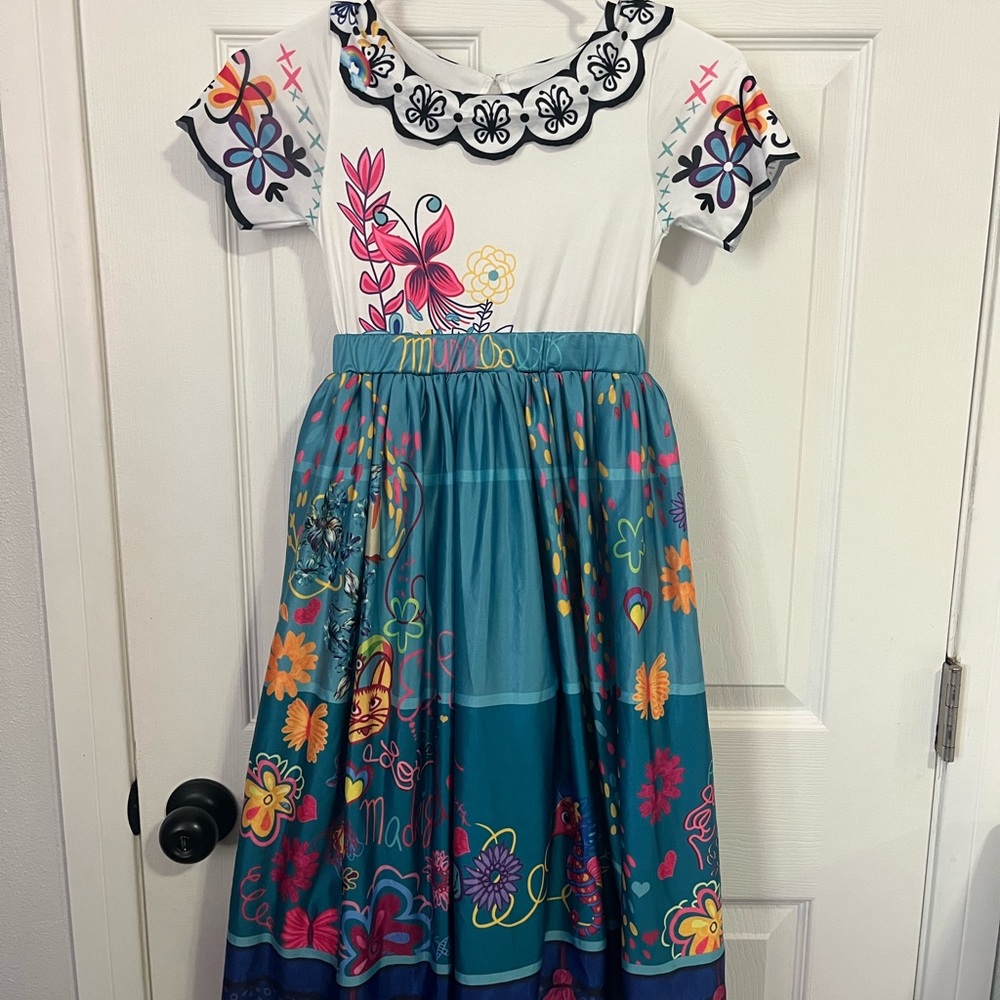 Disney Encanto Floral Dress with Teal Skirt